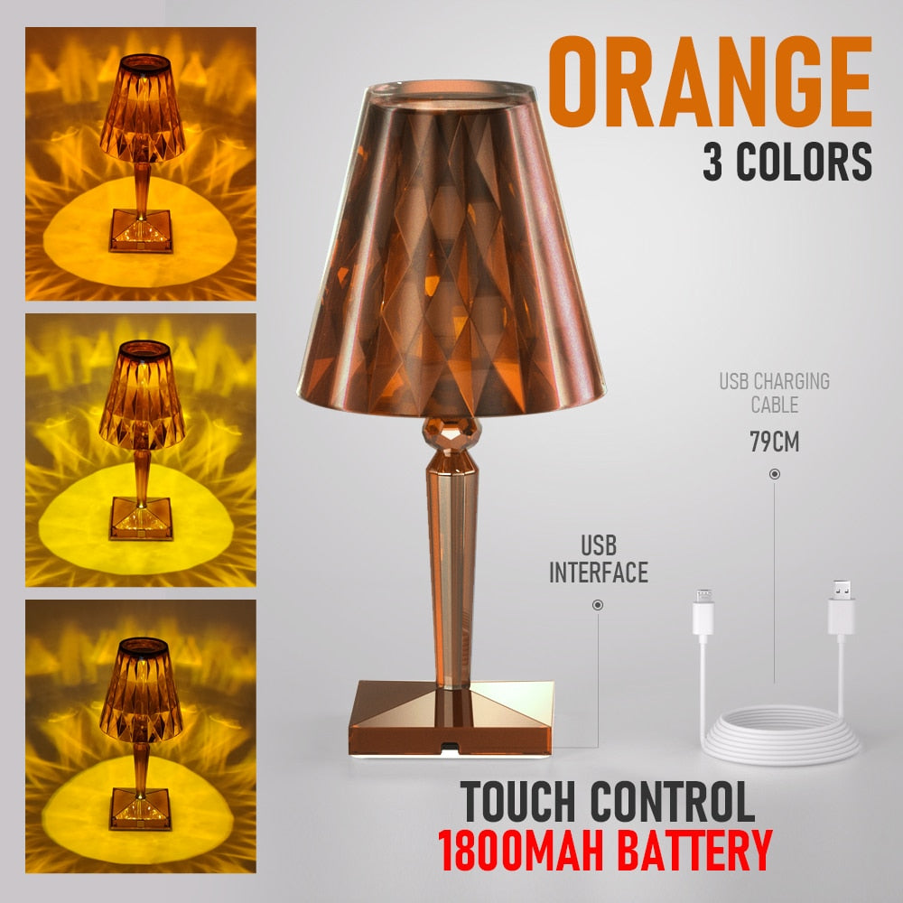 PQ LED Diamond Crystal Projection Night Lights USB Charging Touch Control