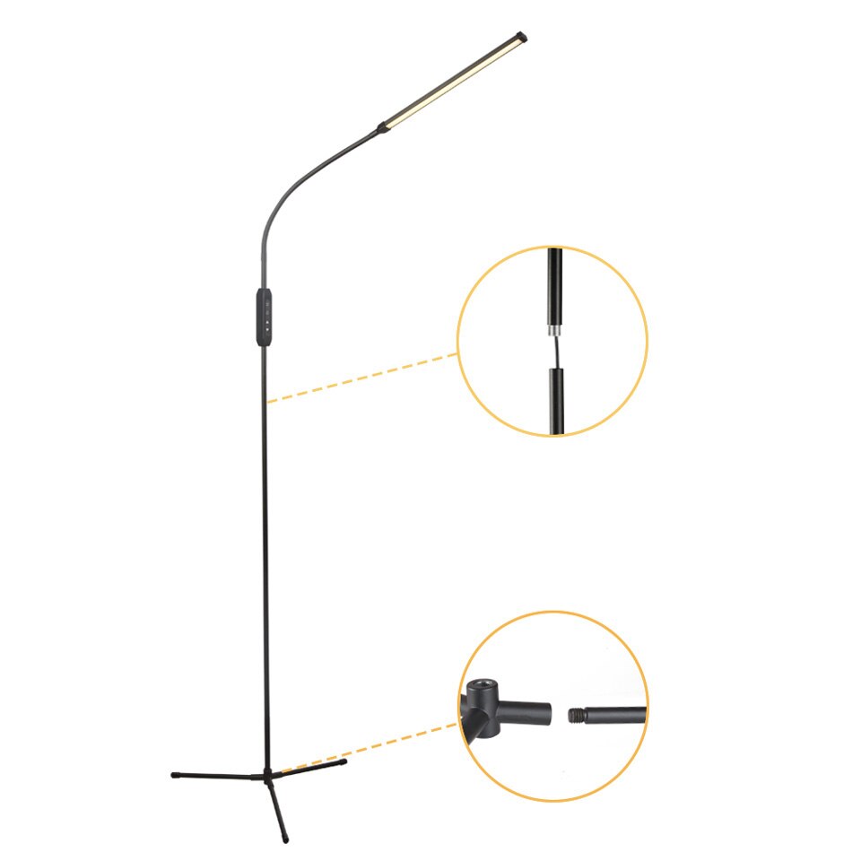 AiS Dimmable Floor Lamp 12W Timer Memory Function Gooseneck Adjust Touch