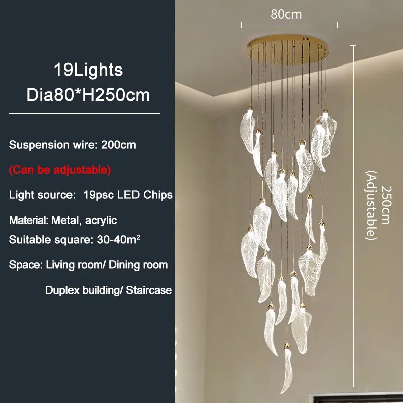 Ylk Crystal Leaf LED Chandelier