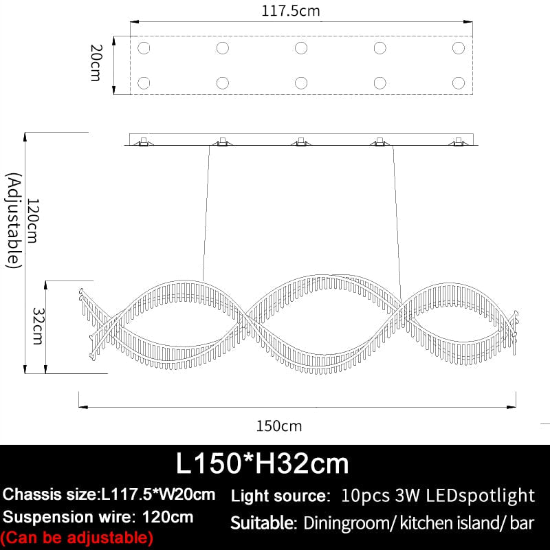 Ylk Large Wave Design Chandelier