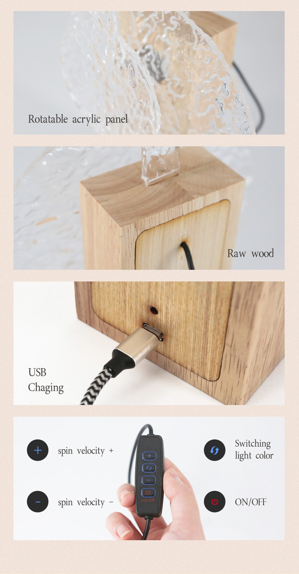 Pq Rotating Water Ripple Night Light