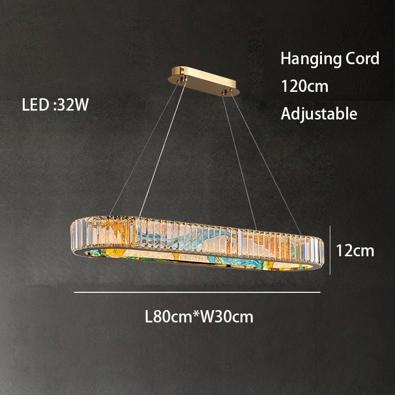 MAK Colored-Map Wall/Pendant/Ceiling Chandelier Dimmable LED Stained Glass Oval Gold Post-modern