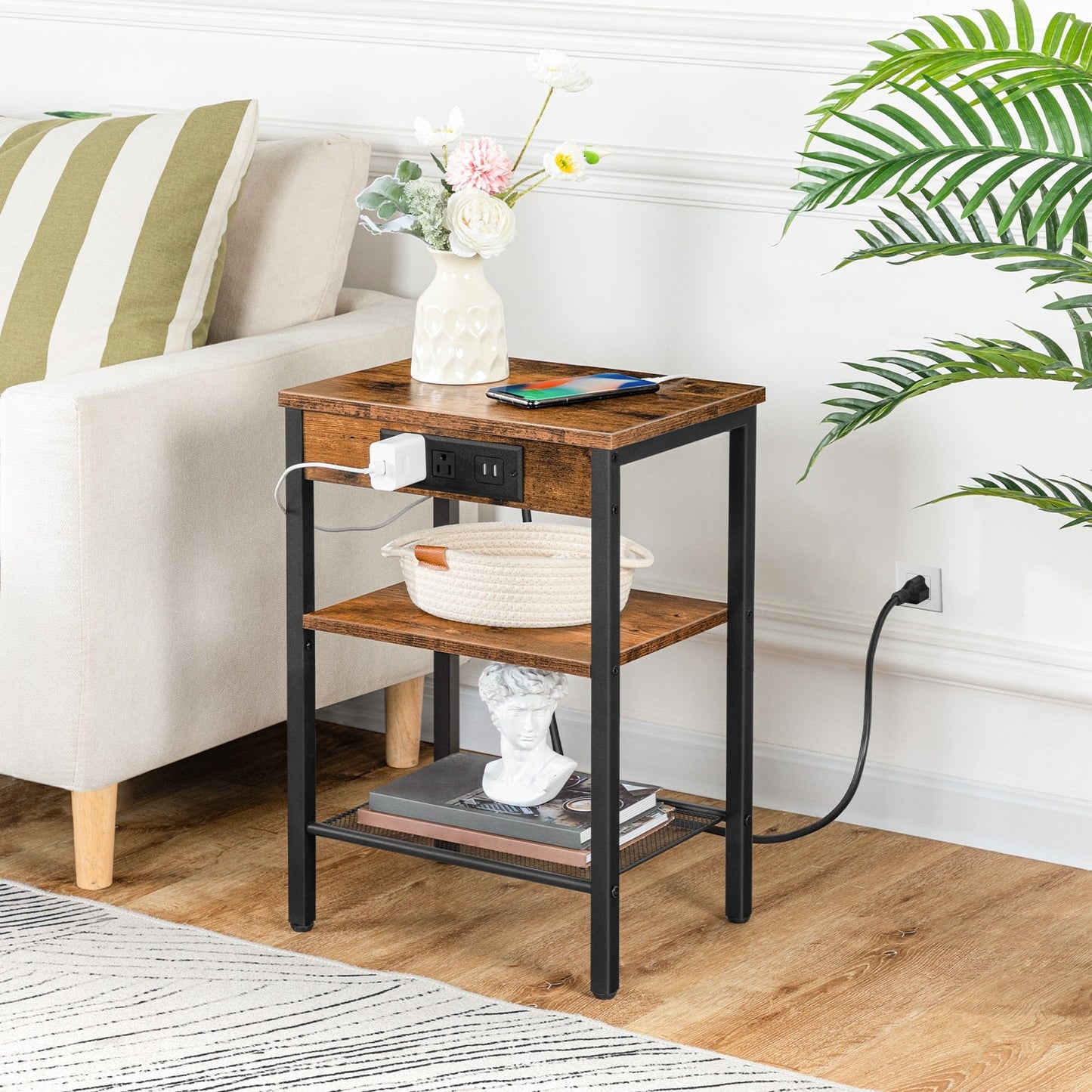 Kristian - Nightstand with Charging Station Small Nightstand