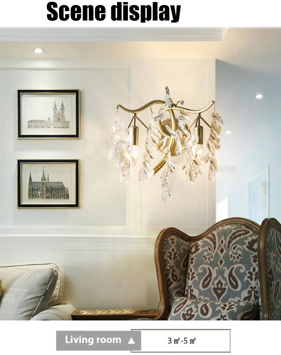 IIS Modern Crystal Gold branch Sconces Luxury Light Fixture