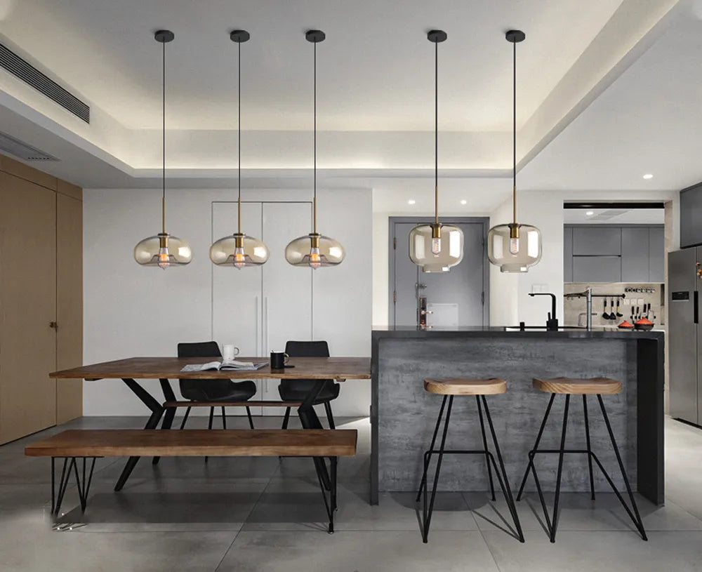 Nordic Industrial Glass LED Pendant
