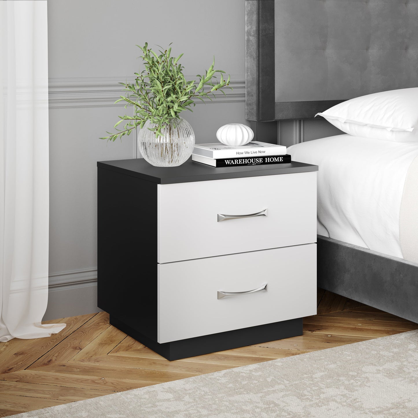 Niklas - Black Nightstand Black Furniture Nightstand Small Bedside Table