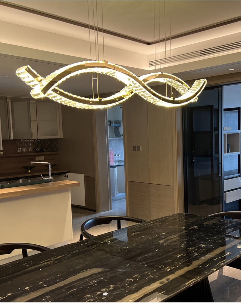 Ylk Wave Design Crystal Pendant Lamp