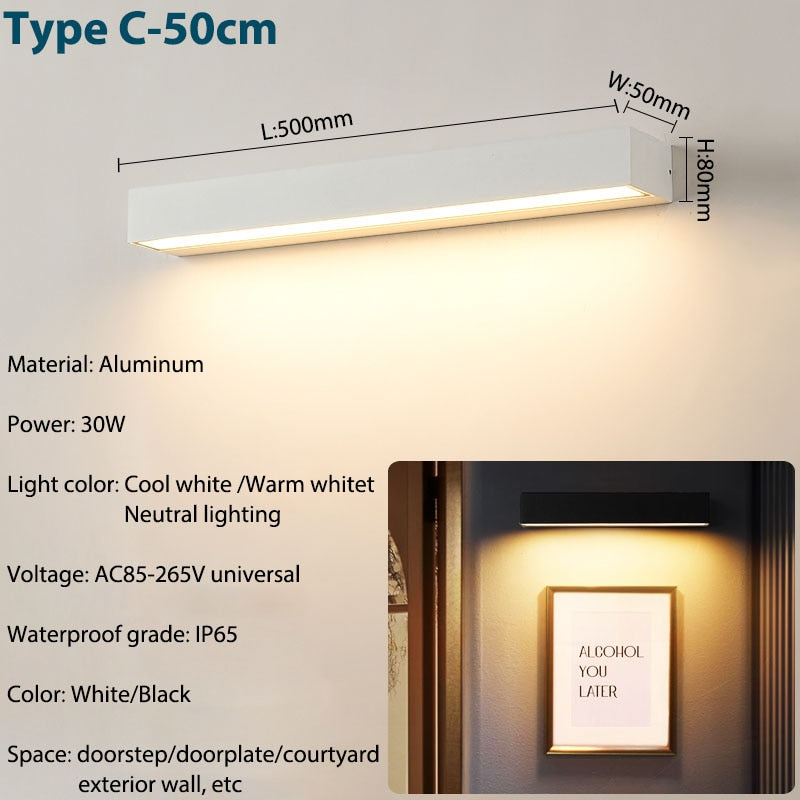 IIS LED Outdoor IP65 Waterproof Porch Wall Sconces Aluminum Exterior