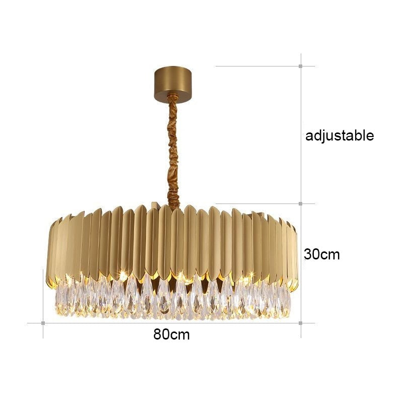 IND Modern Luxury Crystal Round Gold Black Chandelier Light