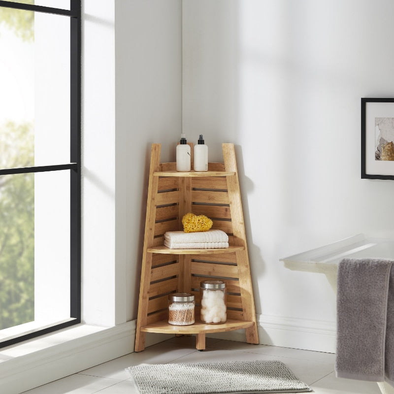 Asmund - 3 shelf bookcase Bamboo Wood Corner Shelf Unit