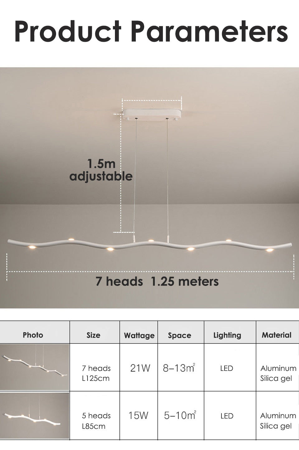 IIS Adjustable Haning Wave Chandelier Lighting