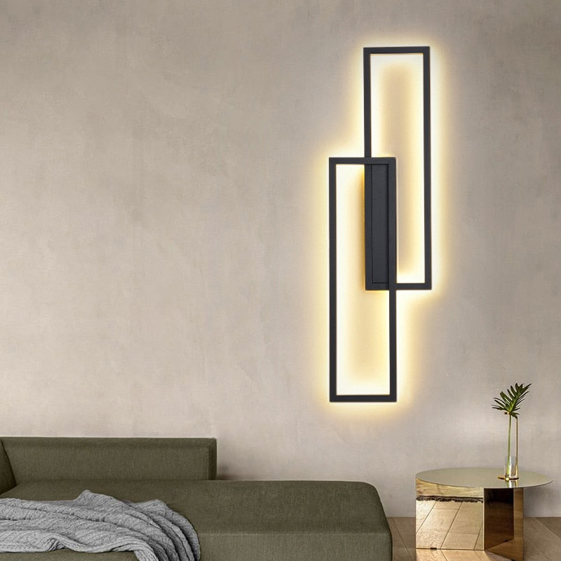 IIS LED Wall Sconces Black Rectangle Minimalist Wall Mounted Light
