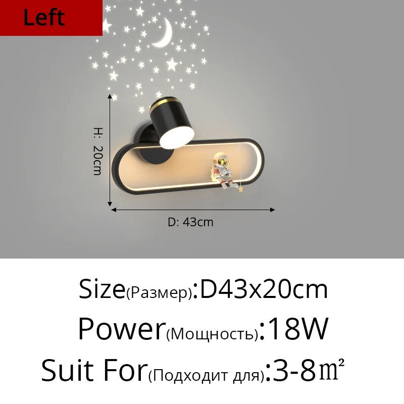 MAV Kid's room creative Wall Lamp Stars Projection Astronaut Decoration