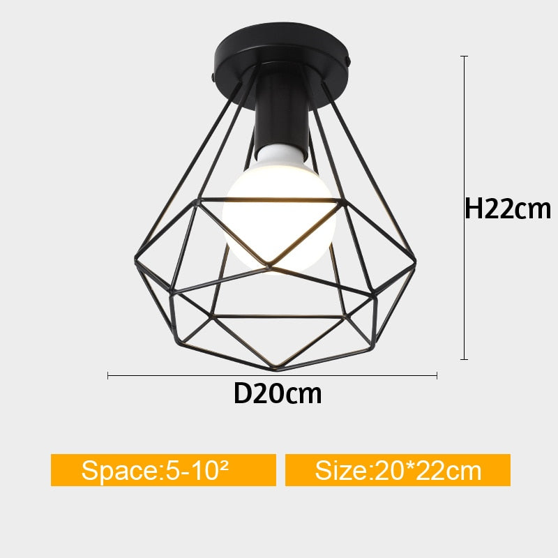 Iron Cage Metal Retro Ceiling Lamp