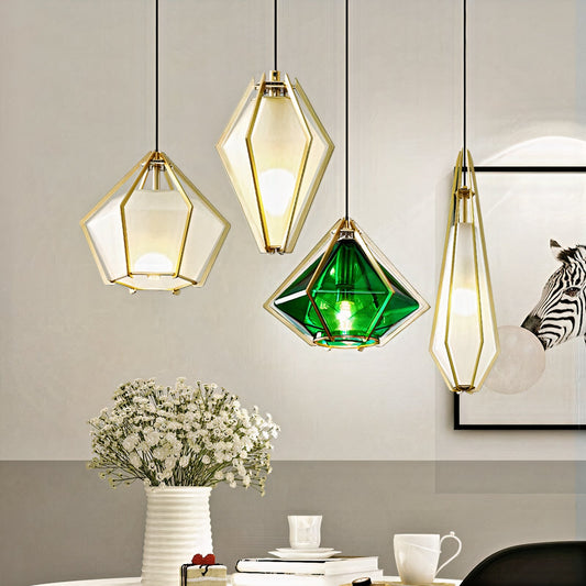 IIS Nordic Diamond Glass Golden Ceiling Hanging Lamp