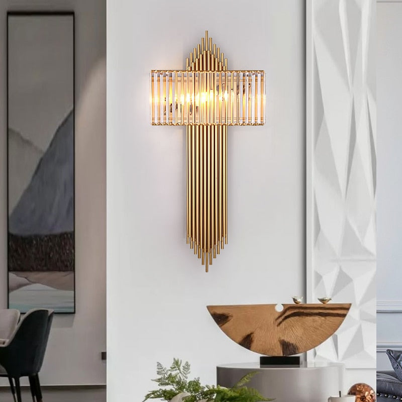 Ylk Black/Gold Crystal Wall Lamp
