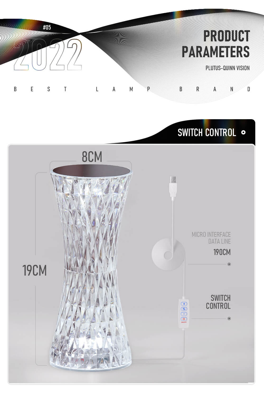 Pq Rane LED Crystal Night Light