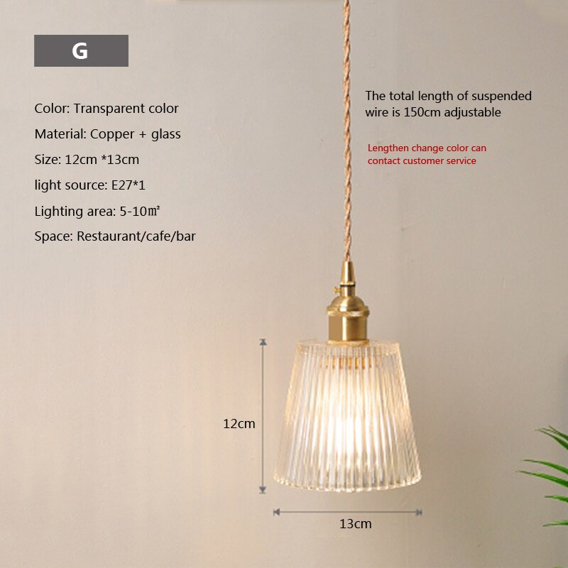 Nordic Glass Minimalist E27 Transparent Lampshade Pendant Light