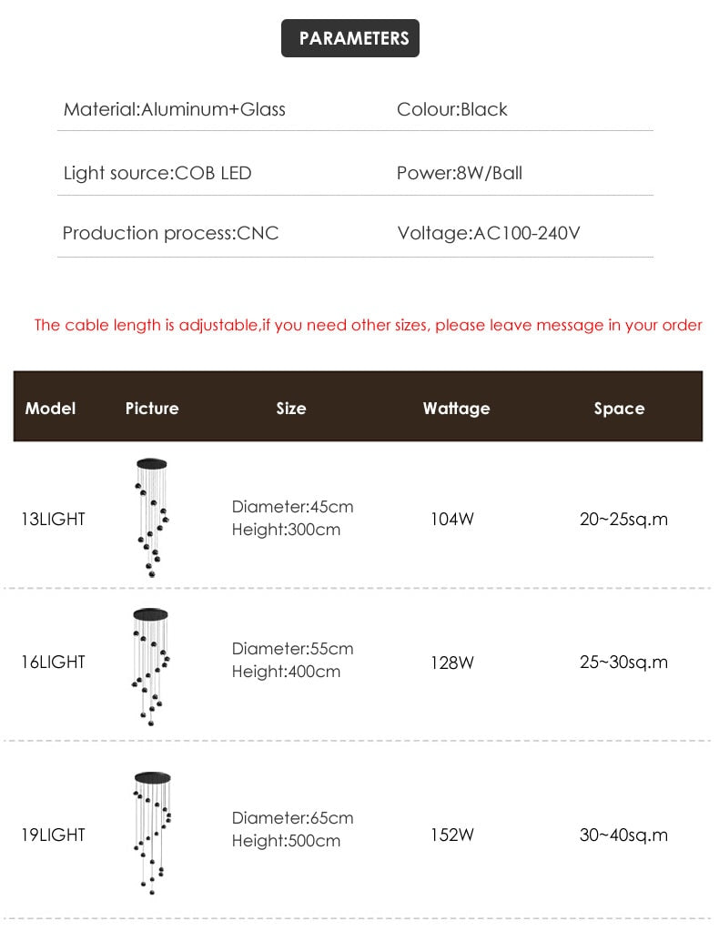 APEX Modern LED Duplex Hall Lighting Spiral Staircase Pendant Light