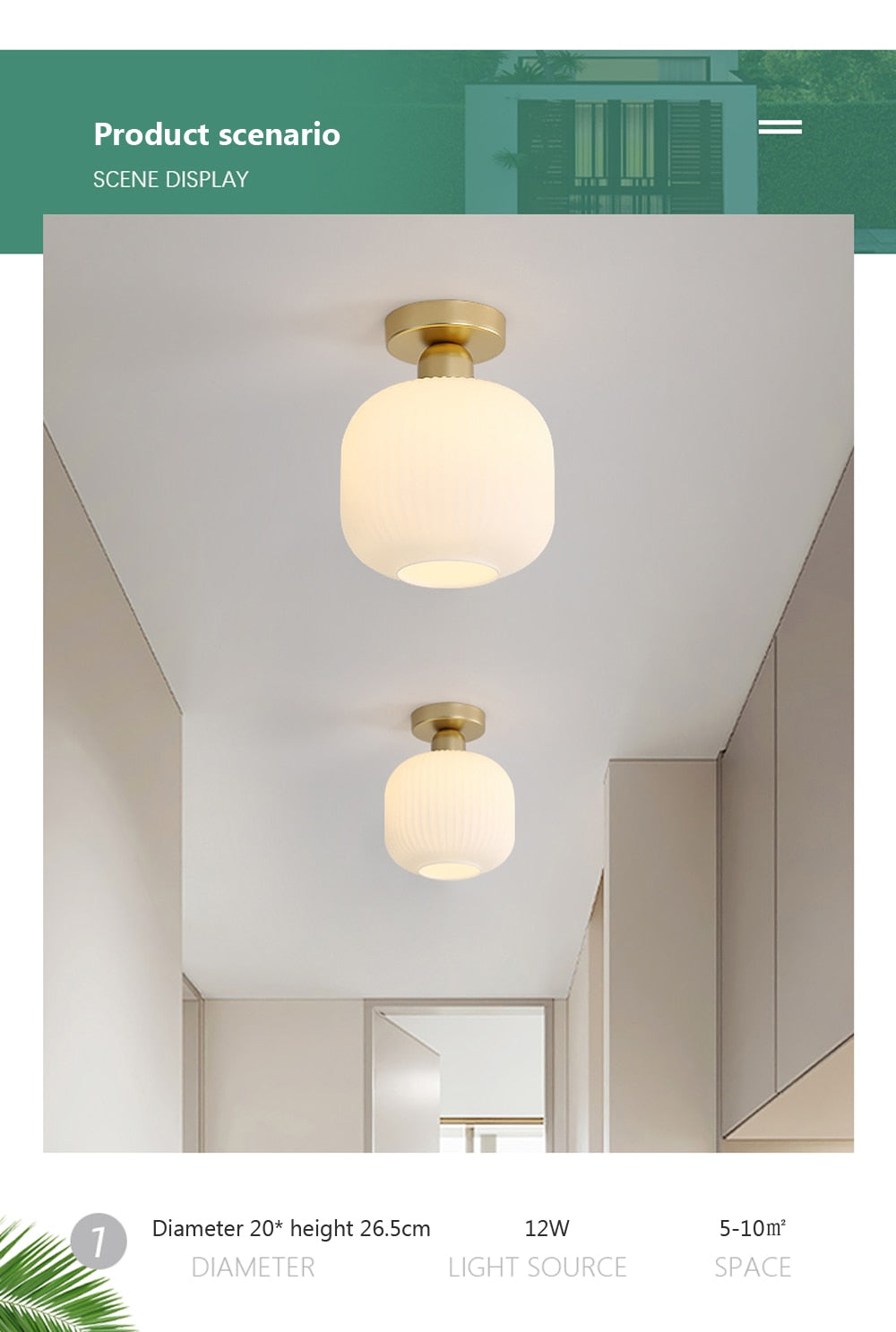 Wad Japanese-Style Glass Ceiling Lamp