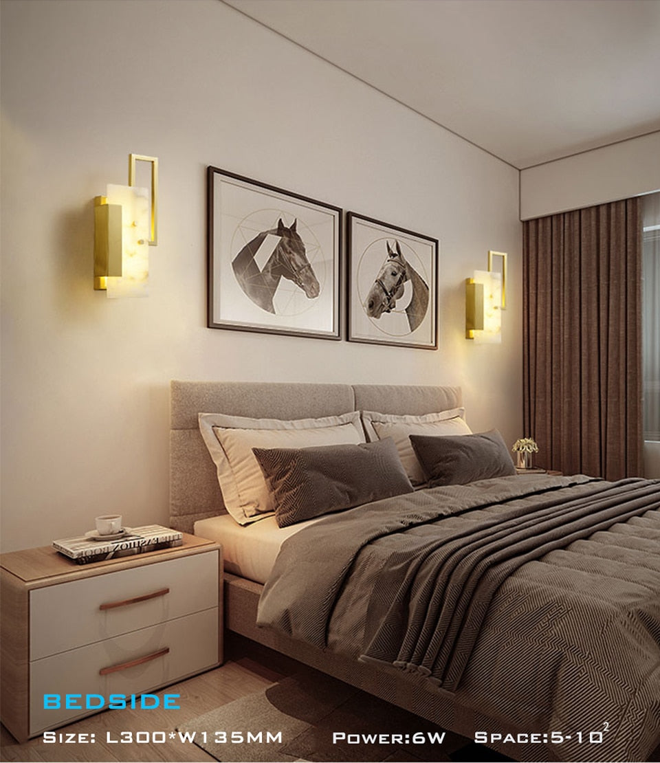 IIS Luxury Marble LED 6W Copper Golden Wall Lamp