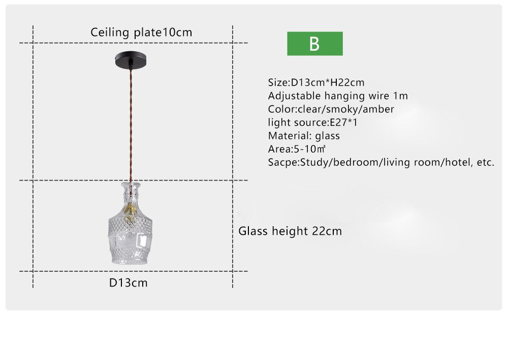 HEN Aegea Retro Glass Lampshade Pendant Lights