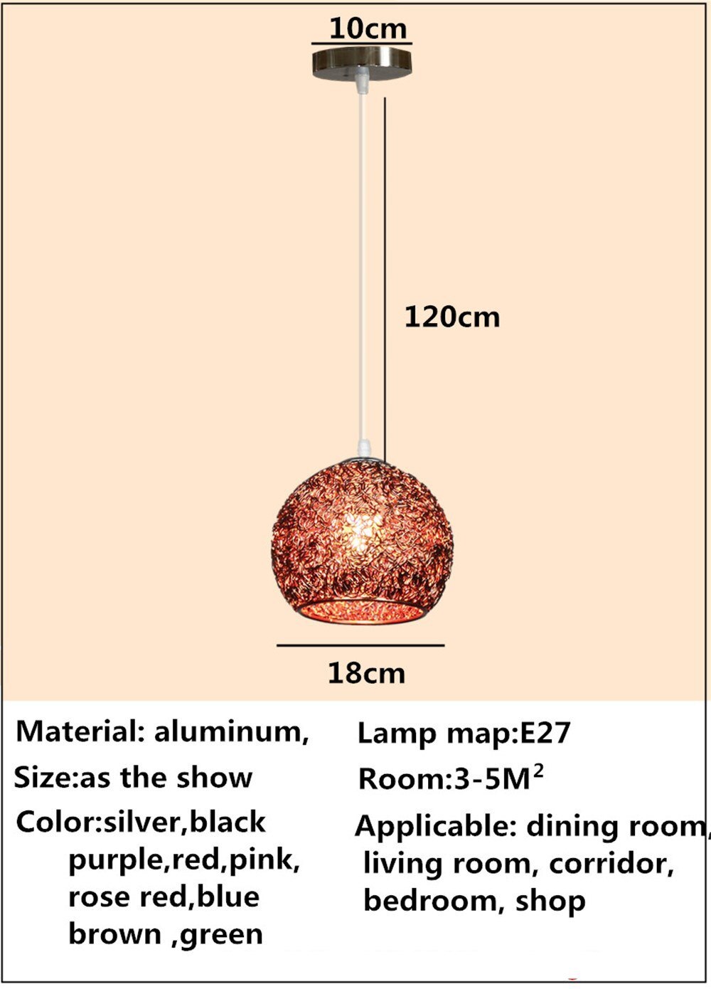 HEN Aerin Spherical Aluminum Wire Pendant Lights Color Macaron Suspension Luminaire