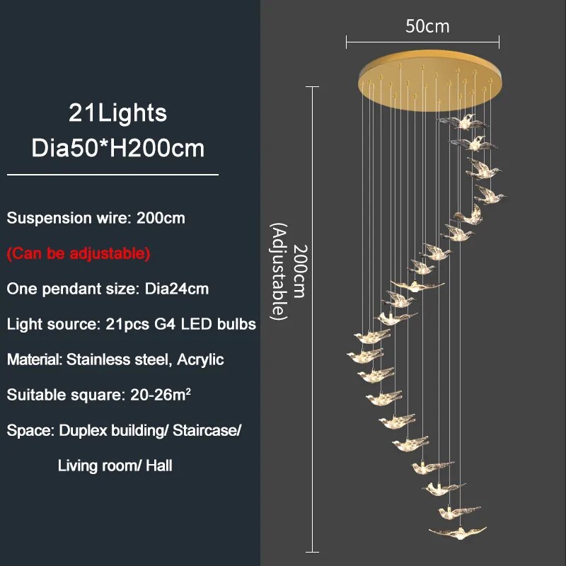 Ylk Bird Design Chandelier Light