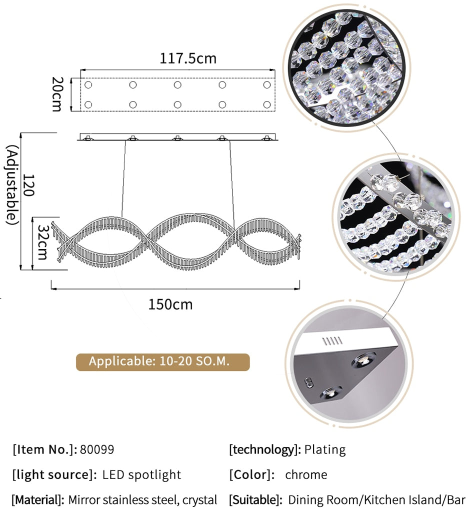 Ylk Large Wave Design Chandelier
