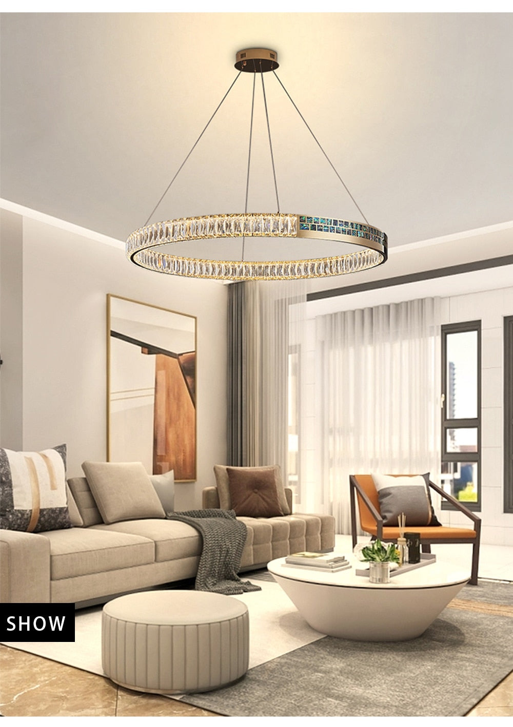 MAK Wall/Pendant Chandelier Luxury Hanging Lights Polished Shell High-end Ring Design