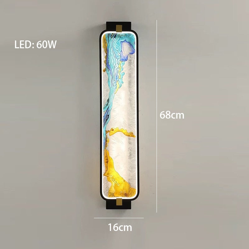 MAK Colored-Map Wall/Pendant/Ceiling Chandelier Dimmable LED Stained Glass Oval Gold Post-modern