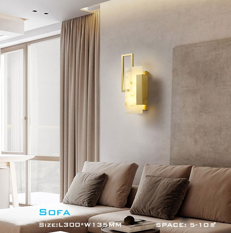 IIS Luxury Marble LED 6W Copper Golden Wall Lamp