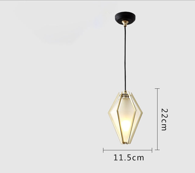 IIS Nordic Diamond Glass Golden Ceiling Hanging Lamp