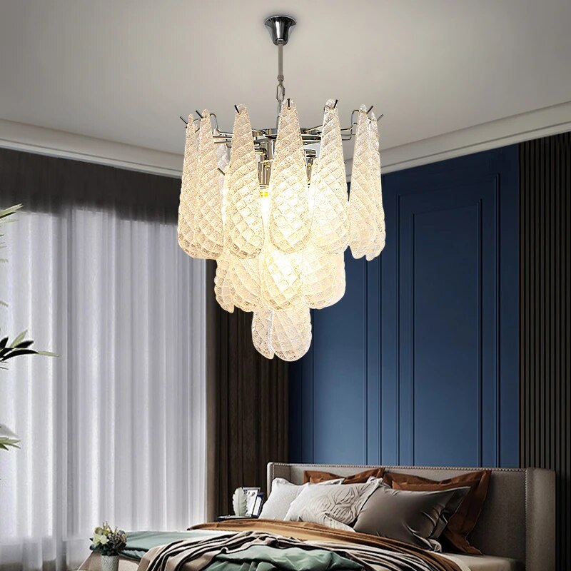 Ylk Murano White Glass Chandelier