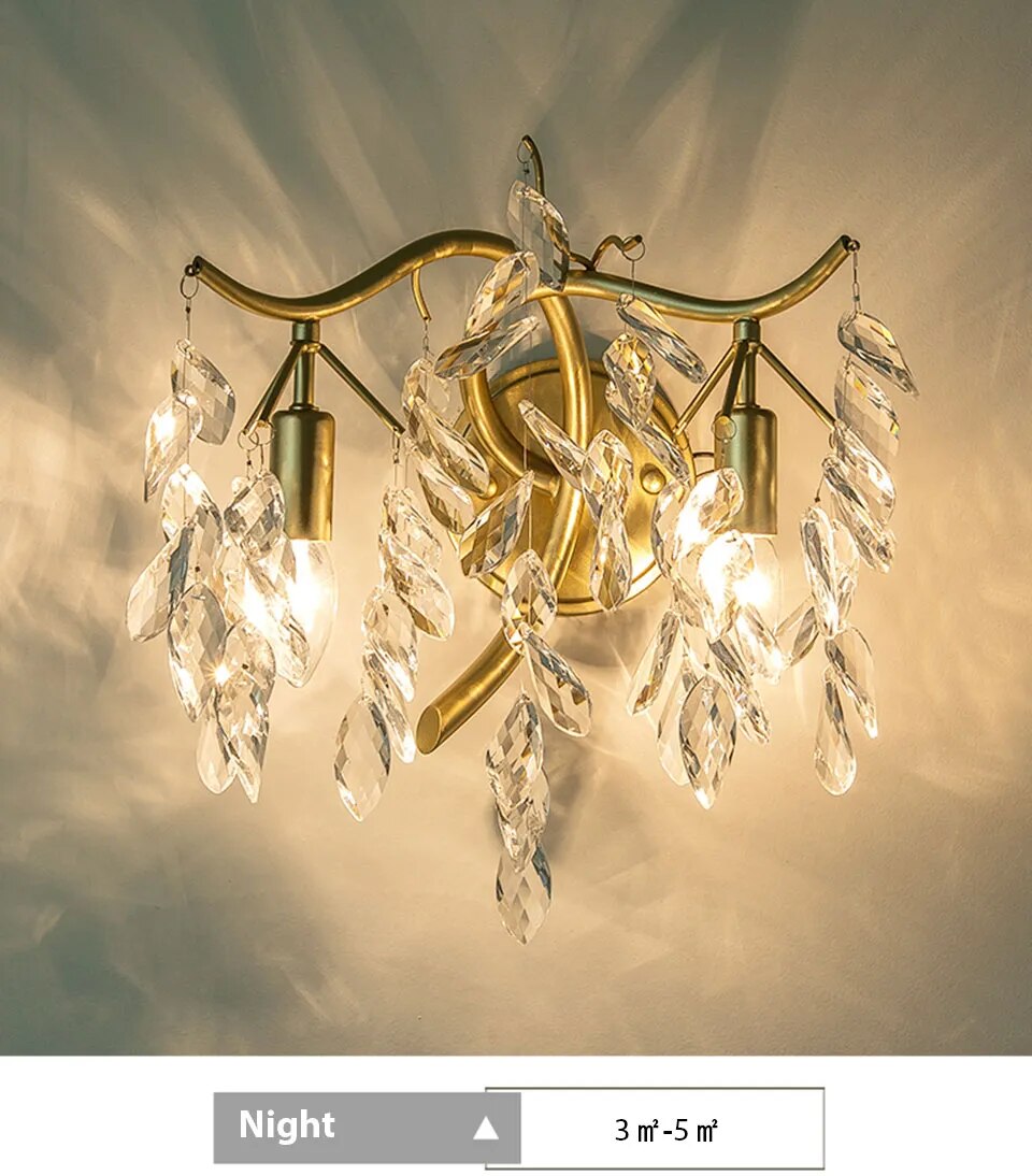 IIS Modern Crystal Gold branch Sconces Luxury Light Fixture