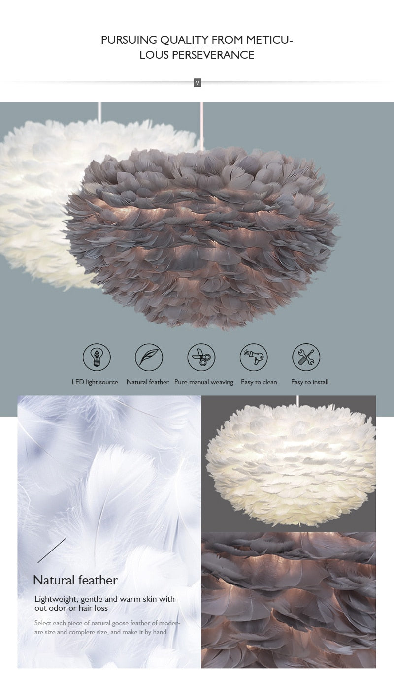 IIS Silki Feather Pendant Light Hanging Ceiling Light