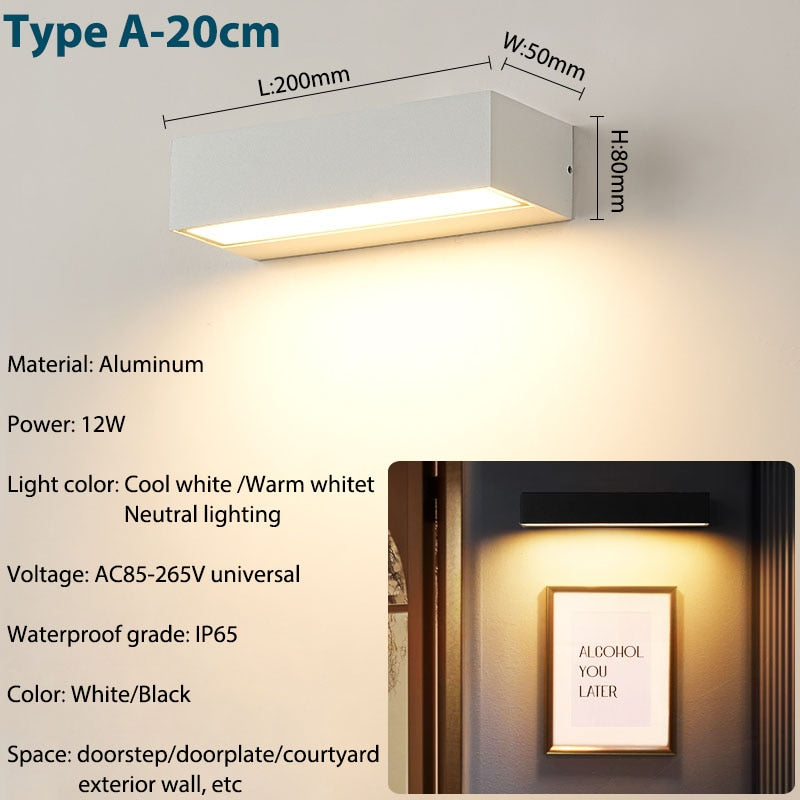 IIS LED Outdoor IP65 Waterproof Porch Wall Sconces Aluminum Exterior