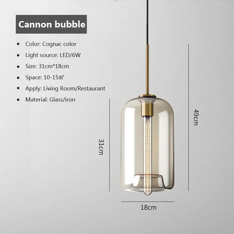 Nordic Industrial Glass LED Pendant