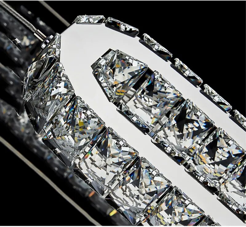 YLK Oval Long LED Crystal chandelier for staircase luxury lobby hallway hanging light