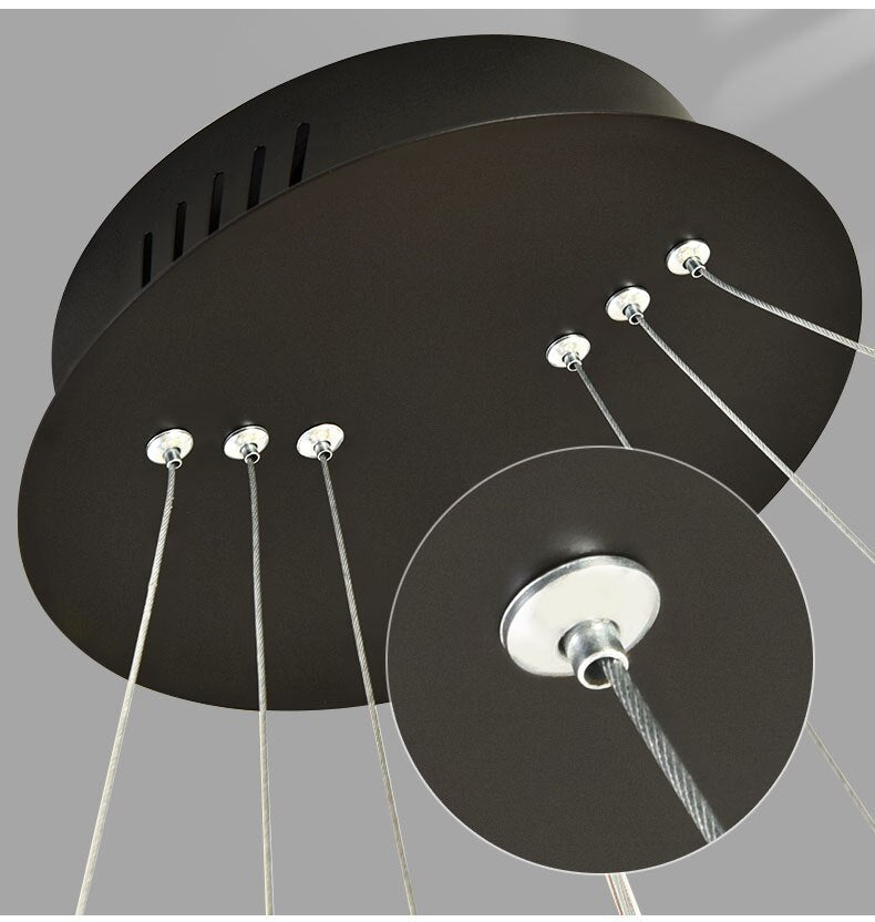 Indoors Ahsan - Gold Black Circle Rectangular Chandeliers Ceiling Lights