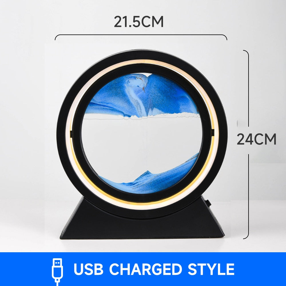 PQ 360° Rotate LED Sand Painting Night Lights