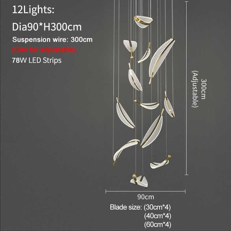 Ylk Feather Design LED Chandelier