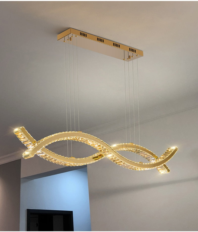 Ylk Wave Design Crystal Pendant Lamp