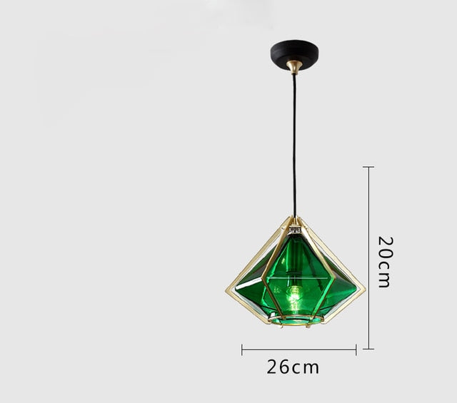 IIS Nordic Diamond Glass Golden Ceiling Hanging Lamp