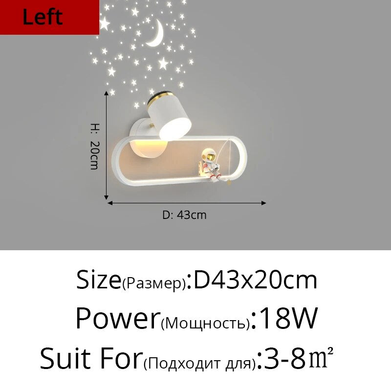 MAV Kid's room creative Wall Lamp Stars Projection Astronaut Decoration