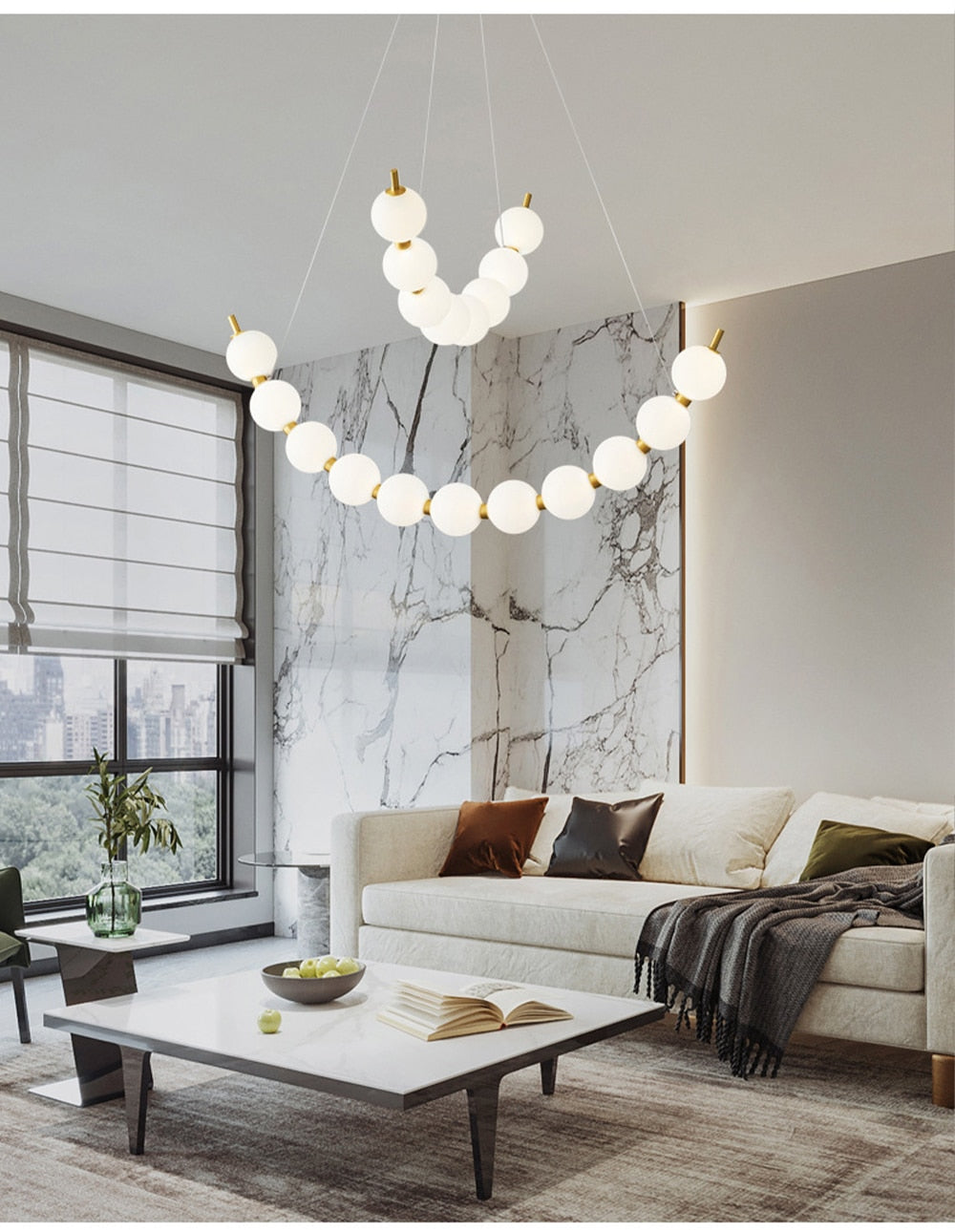 Mak Modern White Ball Pendant Light