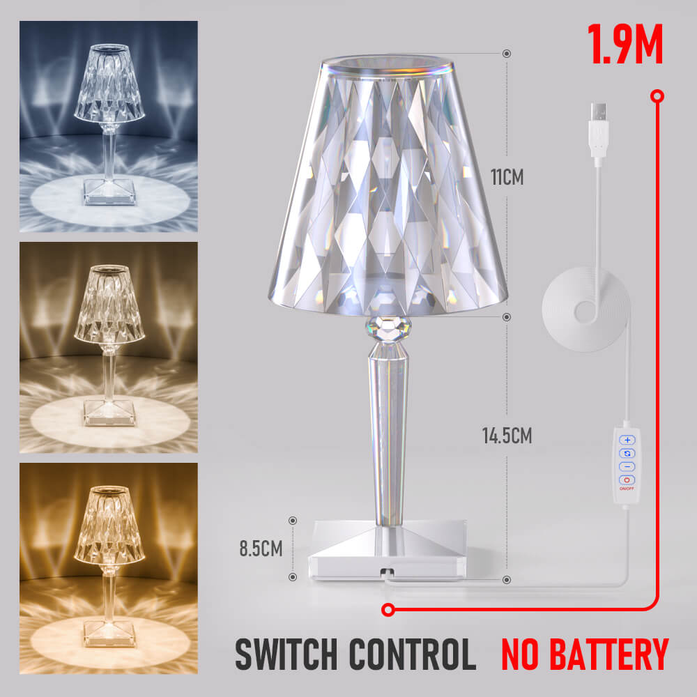 PQ LED Diamond Crystal Projection Night Lights USB Charging Touch Control