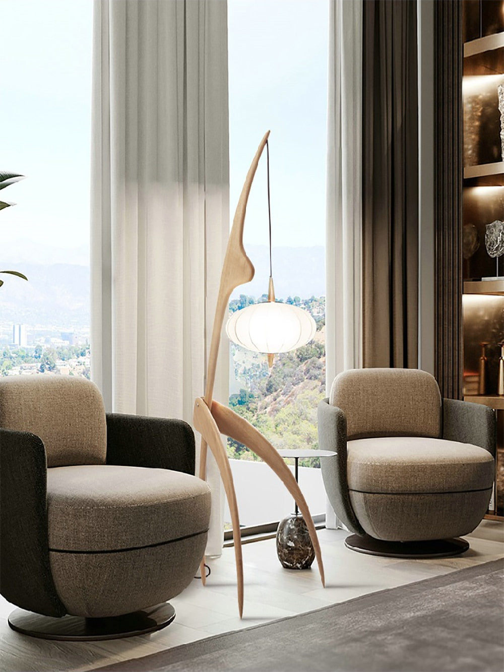 OLGA Floor Lamp Nordic Creative Wood Fabric Dimming Night Stand