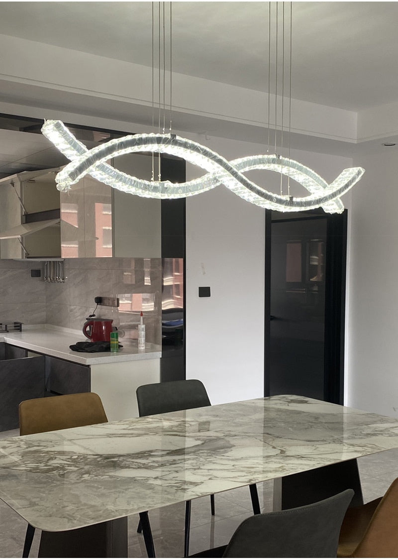 Ylk Wave Design Crystal Pendant Lamp