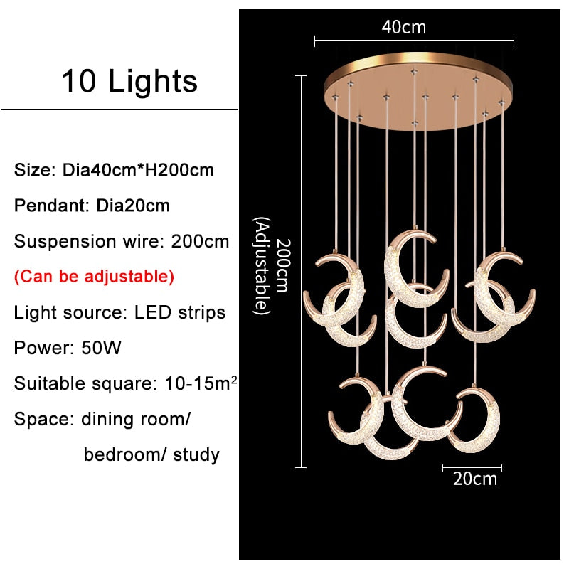 Ylk Half-Moon Modern LED Chandelier